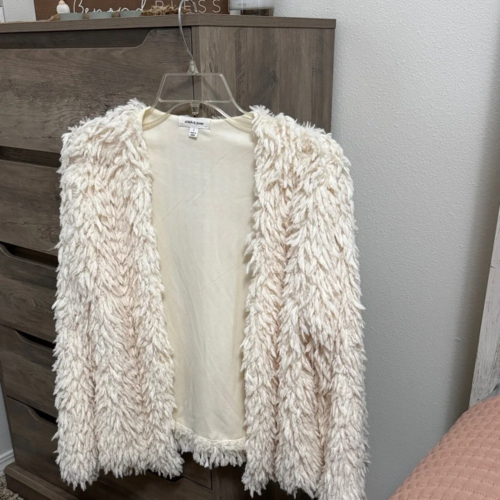 Stylish Cream Textured Cardigan - Picture 1 of 4